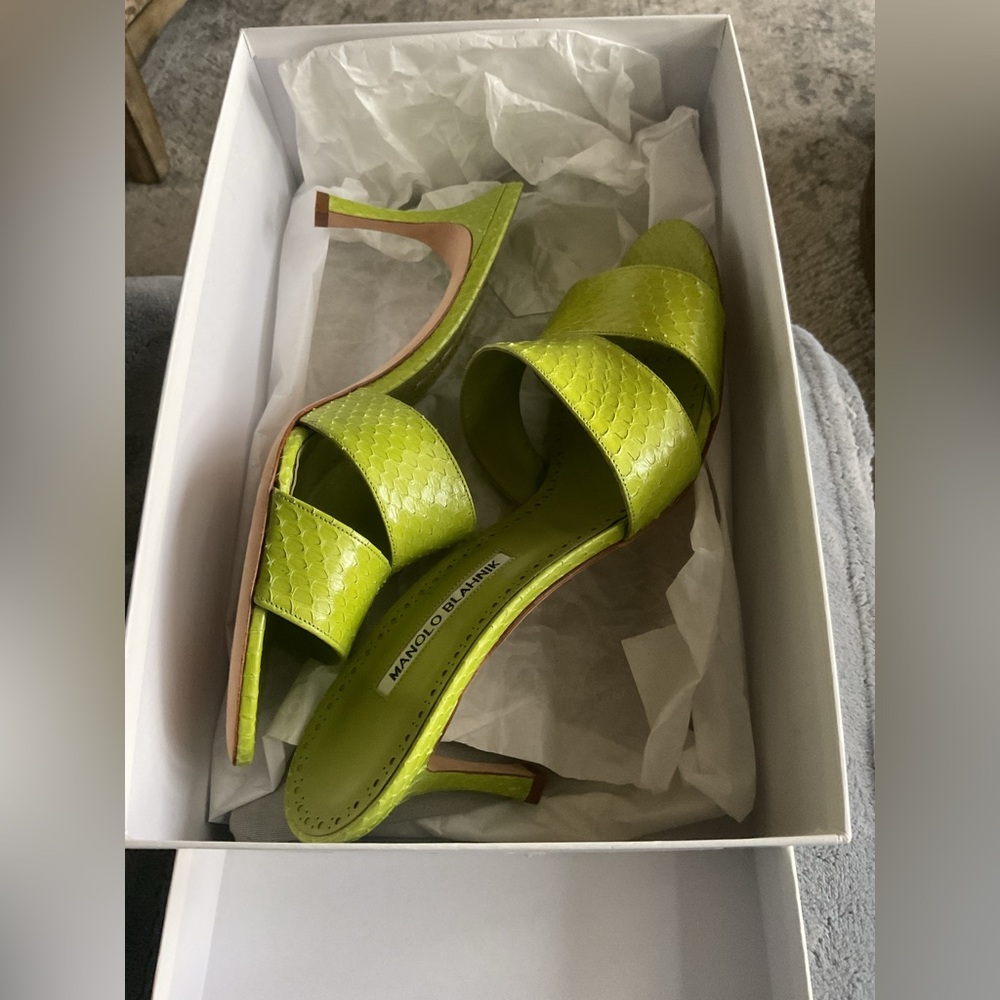 Manolo Blahnik Lime Green Strappy Heels